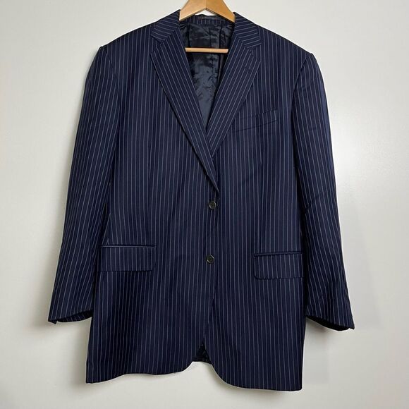 Lubiam LBM Chalkstripe Blazer Suit Sport Coat Jacket Luigi Bianchi Montova 46 L - Picture 1 of 12